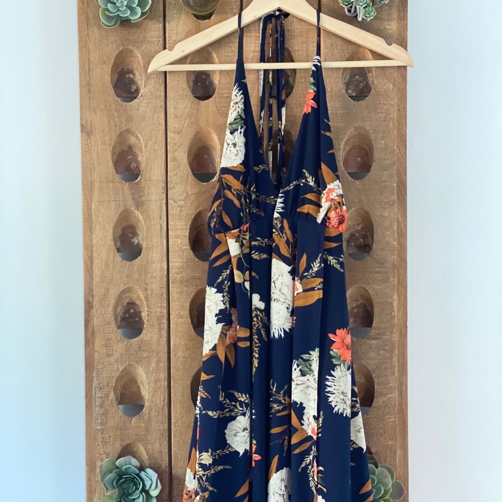 VICI Haute Rogue Tropical Navy Maxi Dress Small
